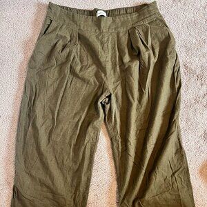 Abercrombie & Fitch Linen Pants in Army Green XL Short